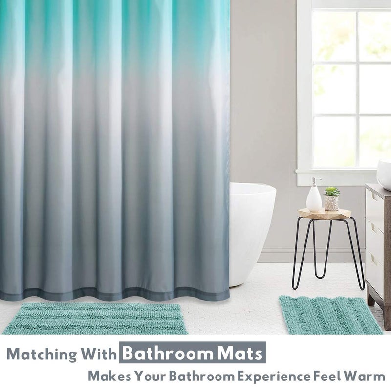 KGORGE Waterproof Shower Curtain Liner - Boho Gradient Color Shower Curtains Water Proof for Bathroom Tub Camper Backdrop Loft, 72 x 72 inch with Hooks, Teal and Grey - Image 5